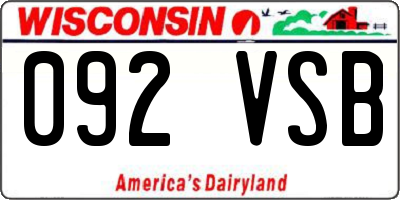 WI license plate 092VSB