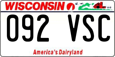 WI license plate 092VSC