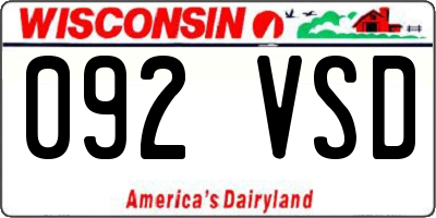 WI license plate 092VSD