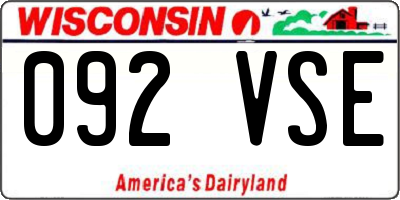 WI license plate 092VSE