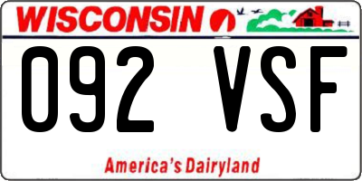 WI license plate 092VSF