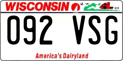WI license plate 092VSG