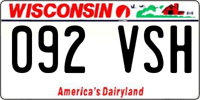WI license plate 092VSH