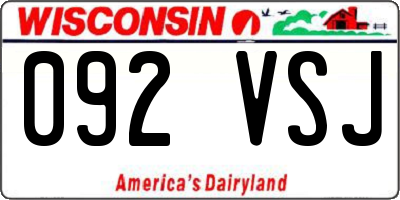 WI license plate 092VSJ