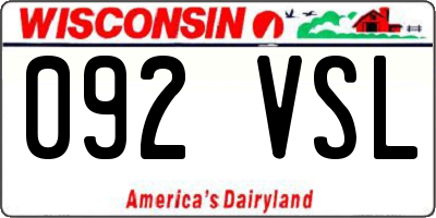 WI license plate 092VSL