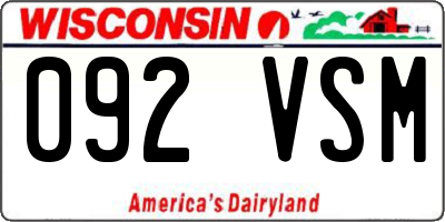 WI license plate 092VSM