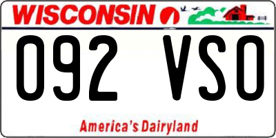WI license plate 092VSO