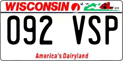 WI license plate 092VSP
