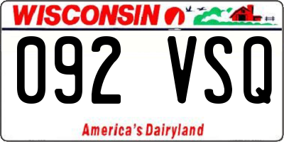 WI license plate 092VSQ