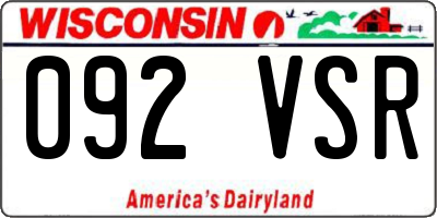 WI license plate 092VSR