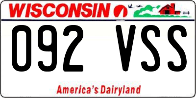 WI license plate 092VSS