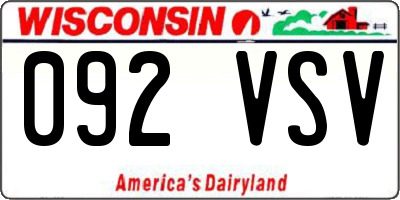 WI license plate 092VSV