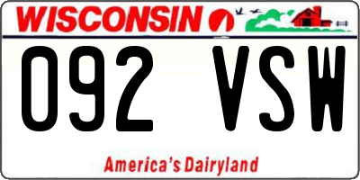 WI license plate 092VSW