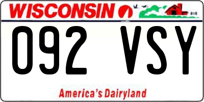 WI license plate 092VSY