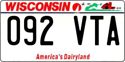 WI license plate 092VTA