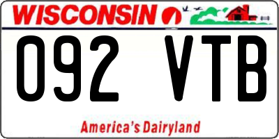 WI license plate 092VTB