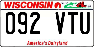 WI license plate 092VTU