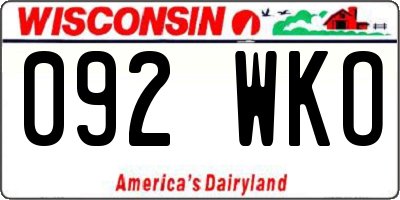 WI license plate 092WKO