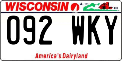 WI license plate 092WKY