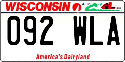 WI license plate 092WLA