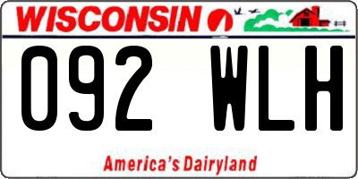 WI license plate 092WLH