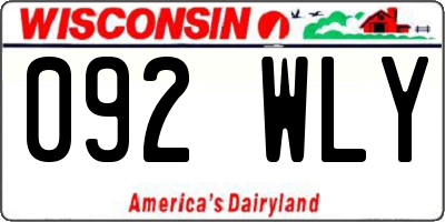 WI license plate 092WLY