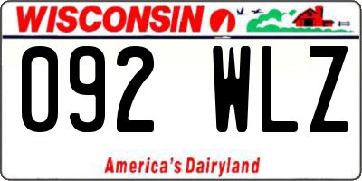 WI license plate 092WLZ