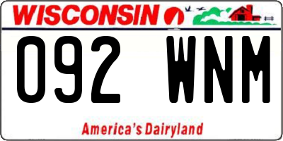 WI license plate 092WNM