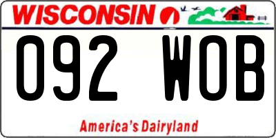 WI license plate 092WOB