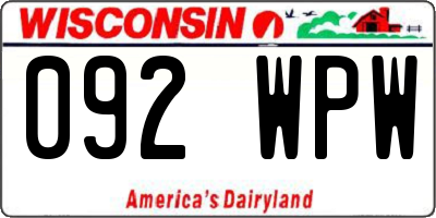 WI license plate 092WPW