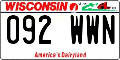 WI license plate 092WWN