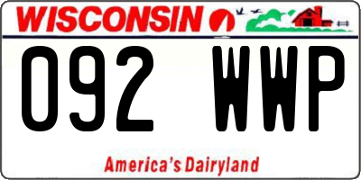 WI license plate 092WWP