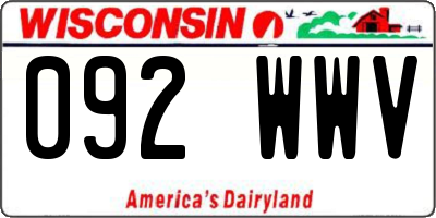 WI license plate 092WWV