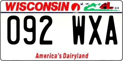 WI license plate 092WXA