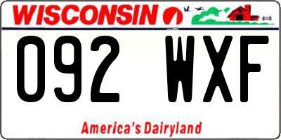 WI license plate 092WXF