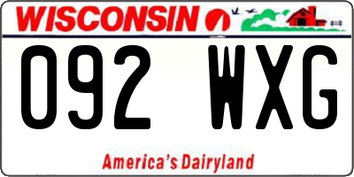 WI license plate 092WXG
