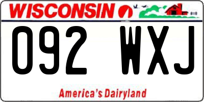WI license plate 092WXJ
