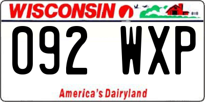 WI license plate 092WXP