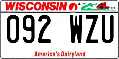 WI license plate 092WZU