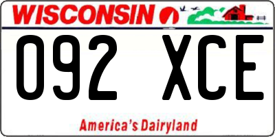 WI license plate 092XCE