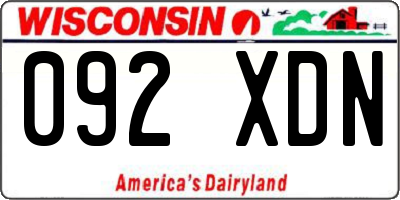 WI license plate 092XDN