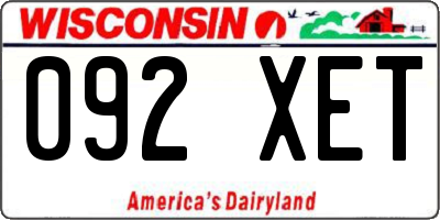 WI license plate 092XET