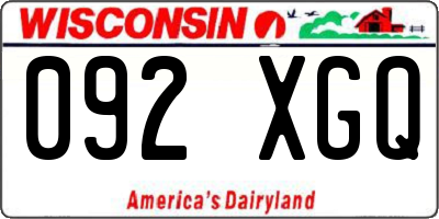 WI license plate 092XGQ