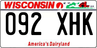 WI license plate 092XHK