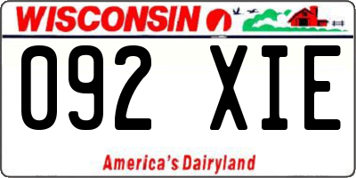 WI license plate 092XIE