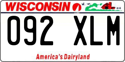WI license plate 092XLM