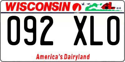 WI license plate 092XLO