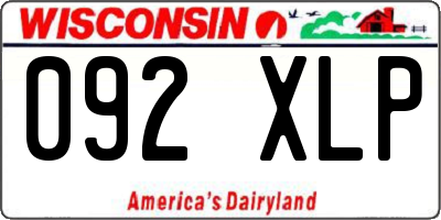 WI license plate 092XLP
