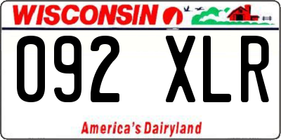 WI license plate 092XLR