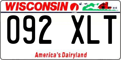 WI license plate 092XLT